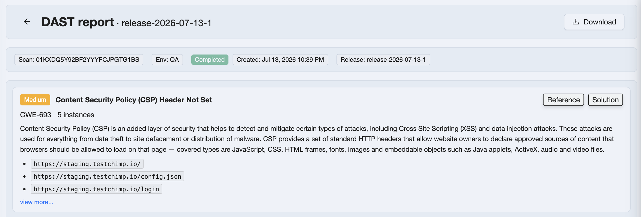 DAST report viewer