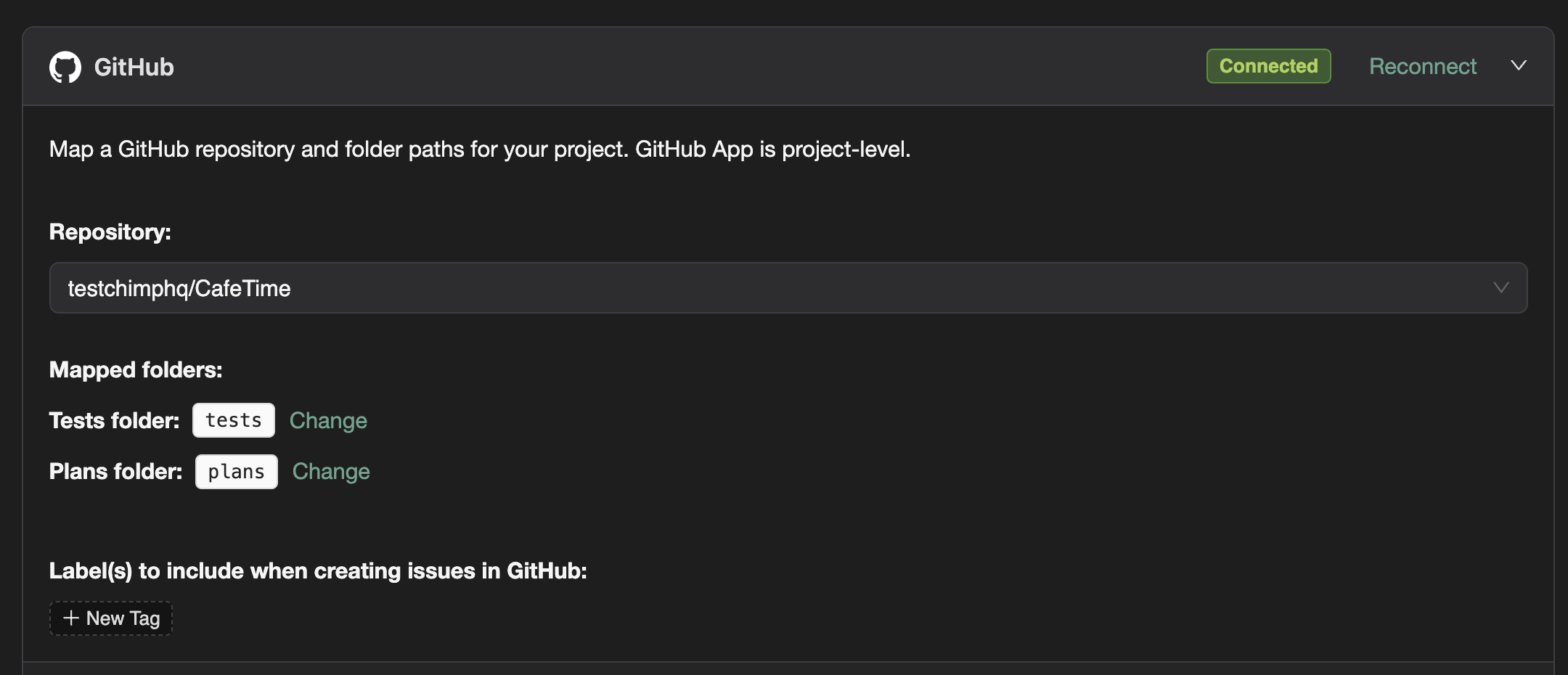 Git integration: repository selection and folder mapping