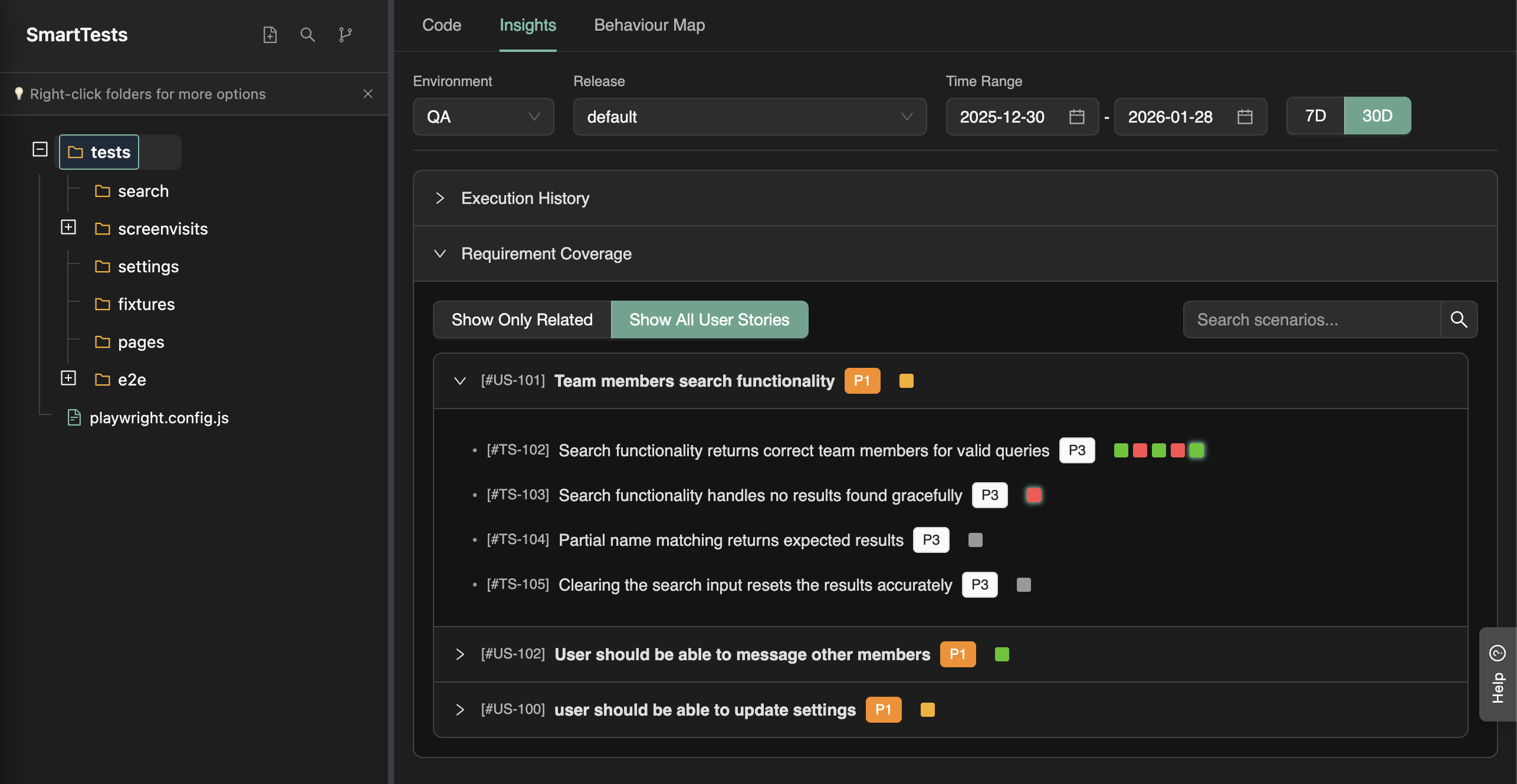 Requirement Coverage in SmartTests