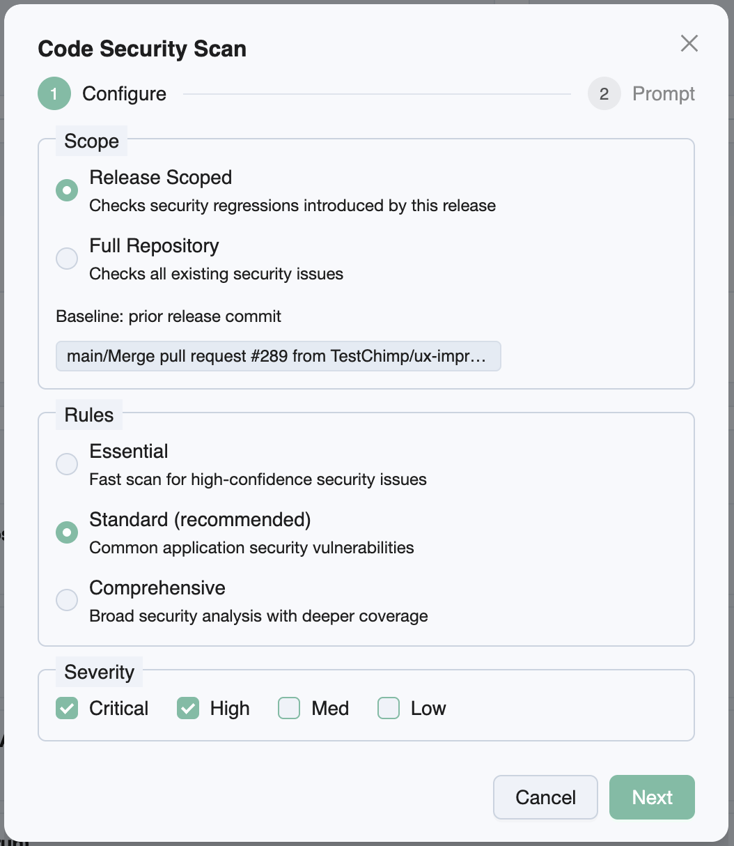 SAST (code security) configuration